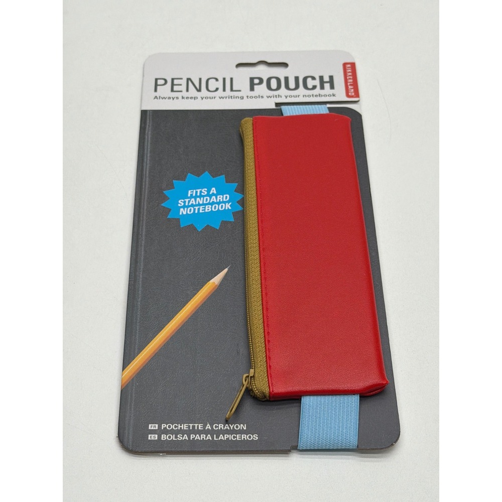 Kikkerland Pencil Pouch Red Elastic Band Notebook Pen Holder Case ST116-A NEW